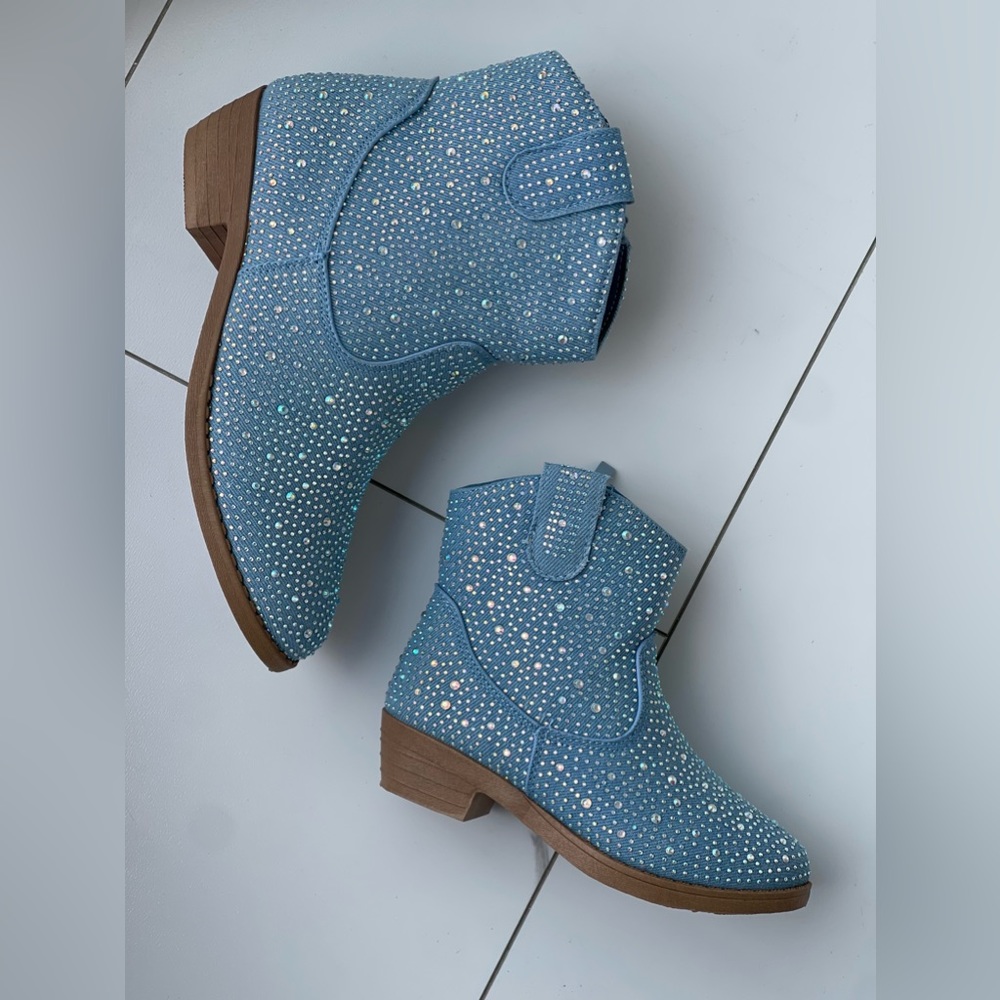 Denim with rhinestones boots